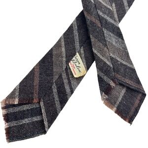 VTG Karen Bulow Hand Knit Tie Wool Untipped Raw Edge Canada Retro Country Boho